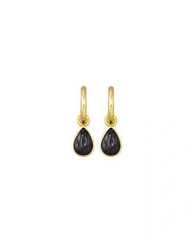 Shop Elizabeth Locke Black Intaglio 19k Gold Teardrop Earring Pendants