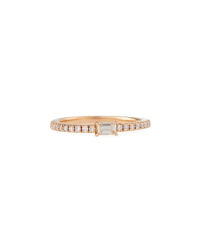 Shop Dominique Cohen 18k Rose Gold Single Baguette Diamond Stacking Ring