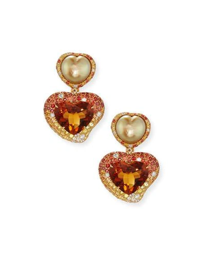Shop Margot Mckinney Jewelry Hearts Desire South Sea Pearl & Madeira Citrine Drop Earrings