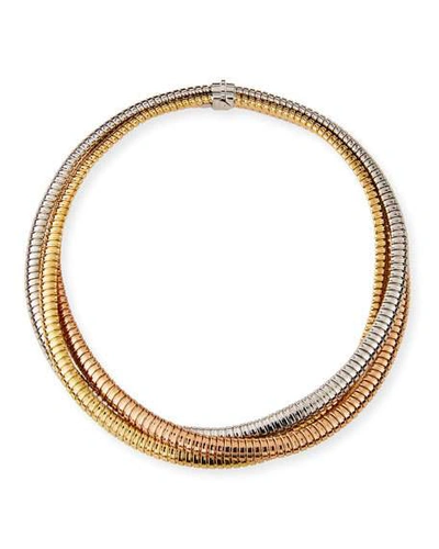 Shop Alberto Milani Via Bagutta 18k Tricolor Gold Crossover Necklace