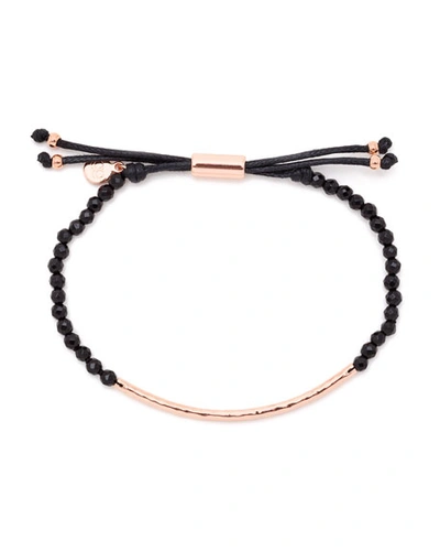 Shop Gorjana Power Gemstone Black Onyx Bracelet For Protection, Rose Gold