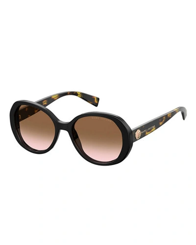 Shop Marc Jacobs Square Gradient Acetate Sunglasses In Dark Havana/pink