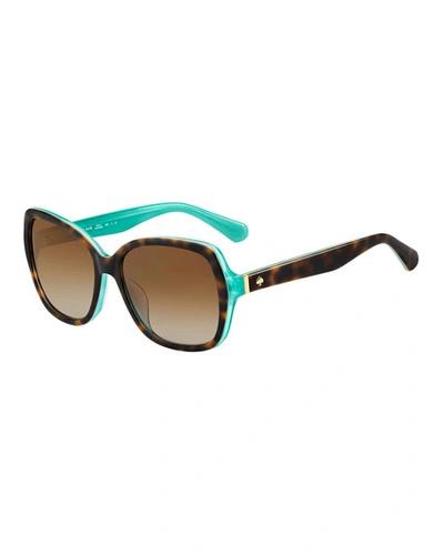 Shop Kate Spade Karalyns Square Two-tone Sunglasses In Havana/brown