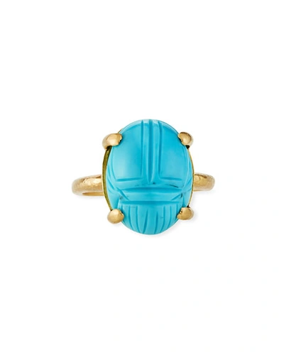 Shop Elizabeth Locke 19k Carved Turquoise Oval Ring