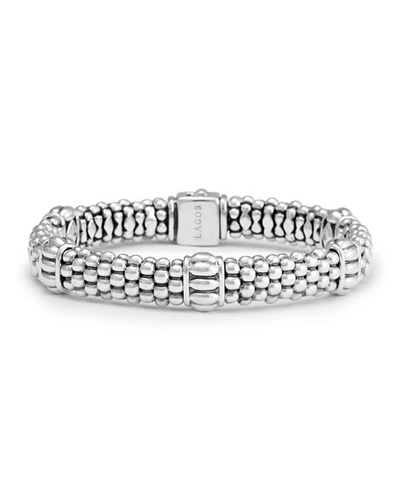 Shop Lagos Caviar Rope-station Bracelet, 9mm In Silver