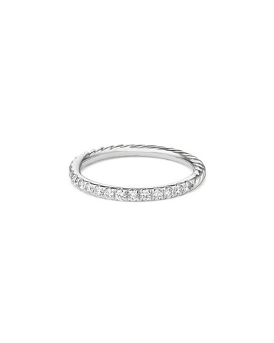 Shop David Yurman Cable Collectibles Pave Diamond Band Ring In 18k White Gold