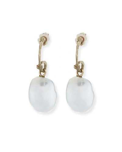 Shop K Brunini 18k Pette Twig Pearl Drop Earrings