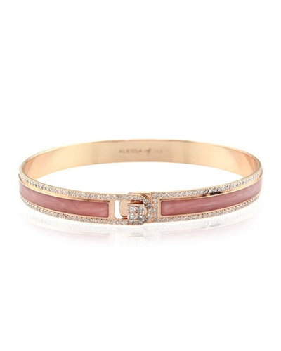 Shop Alessa Jewelry Spectrum Painted 18k Rose Gold Bangle W/ Diamonds, Pink