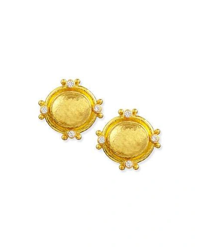 Shop Elizabeth Locke 19k Gold Dome Earrings With Diamonds