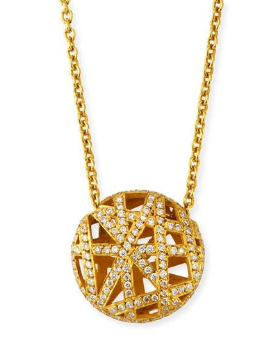 Shop Yossi Harari 18k Diamond Pave Overlap Lace Pendant Necklace