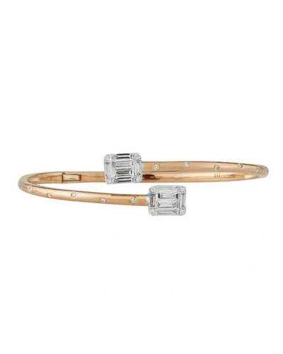 Shop Andreoli Diamond Bypass Bracelet In 18k Rose Gold