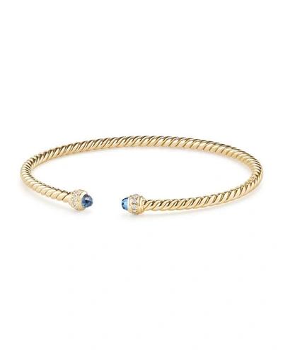 Shop David Yurman 18k Gold Cablespira® Petite Bracelet W/ Hampton Blue Topaz