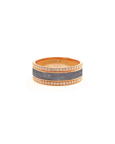 Shop Alessa Jewelry Spectrum Painted 18k Rose Gold Ring W/ Diamond Trim, Gray