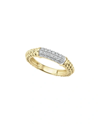 Shop Lagos 3mm 18k Gold Caviar Stack Ring With White Diamonds