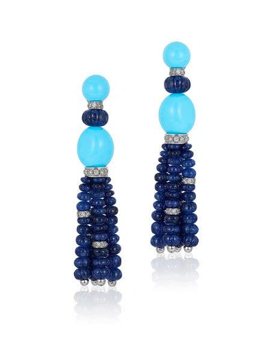 Shop Andreoli 18k Blue Sapphire Tassel Earrings