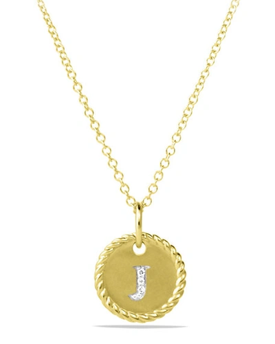 Shop David Yurman Initial J Cable Collectibles Charm Necklace With Diamonds In 18k Gold, 10mm, 18"l