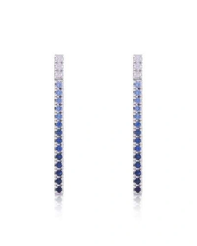Shop Stevie Wren Gembar 14k White Gold Diamond & Sapphire Bar Earrings, Blue