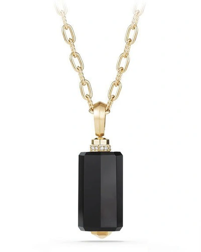 Shop David Yurman Faceted Onyx Barrel Pendant Necklace With Diamonds, 32"
