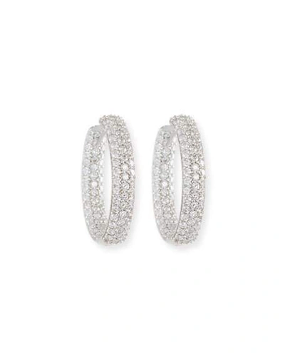 Shop American Jewelery Designs 25mm Pave Diamond Hoop Earrings