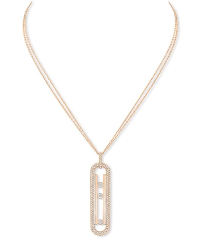 Shop Messika Move 18k Rose Gold 3-diamond Pendant Necklace