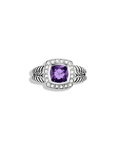 Shop David Yurman Petite Albion Ring With Diamonds In Amethyst