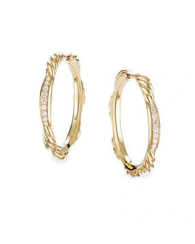 Shop David Yurman Tides 18k Gold Diamond Hoop Earrings