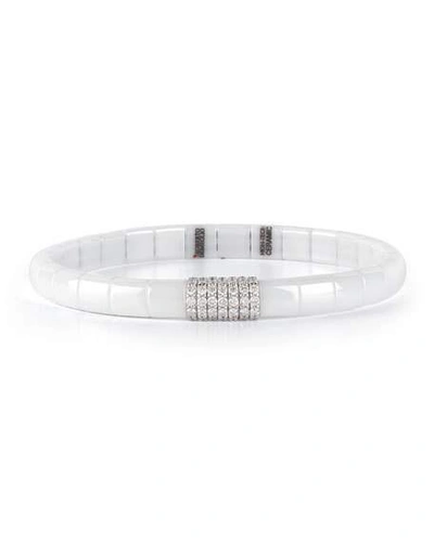 Shop Roberto Demeglio White Ceramic & 18k White Gold Bracelet With Diamonds, 0.49 Tdcw