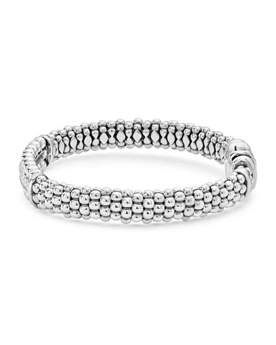 Shop Lagos Caviar Spark Diamond Id Bracelet In White/silver