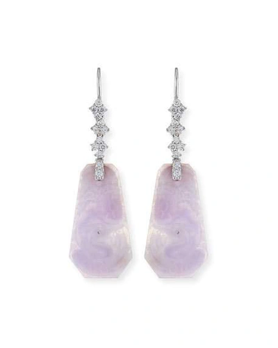 Shop David C.a. Lin Translucent Lavender Jade & Diamond Drop Earrings