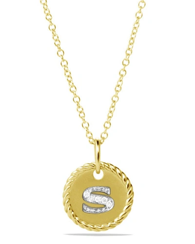 Shop David Yurman Initial S Cable Collectibles Charm Necklace With Diamonds In 18k Gold, 10mm, 18"l