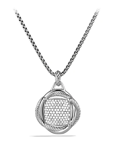 Shop David Yurman Infinity Pendant With Diamonds In Silver, 32mm