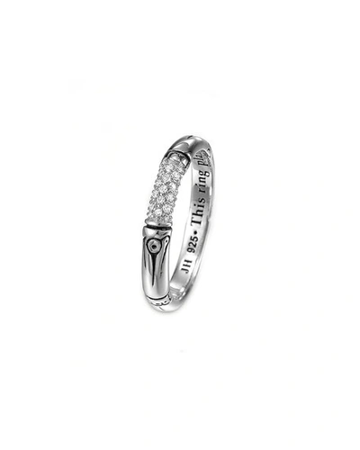 Shop John Hardy Bamboo Silver Pave Diamond Slim Ring