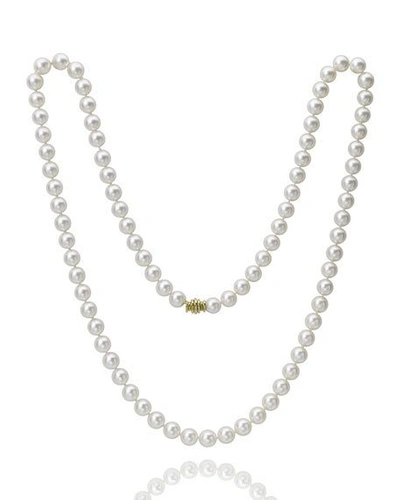 Shop Assael 32" Akoya Cultured 8mm Pearl Necklace With Yellow Gold Clasp