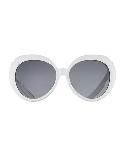 Shop Balenciaga Contrast Round Gradient Sunglasses In White
