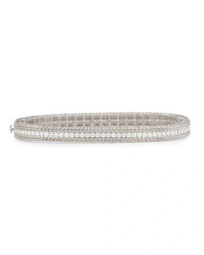 Shop Roberto Coin Princess 18k White Gold Narrow Single-row Diamond Bangle