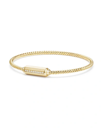 Shop David Yurman 18k Gold Barrel Bracelet With Diamonds