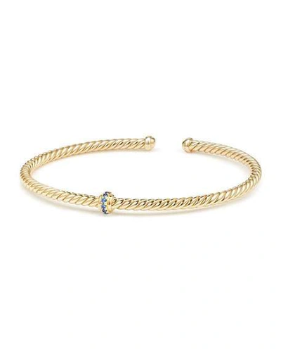 Shop David Yurman Cablespira 18k Gold Flex Bracelet With Sapphire Center Station