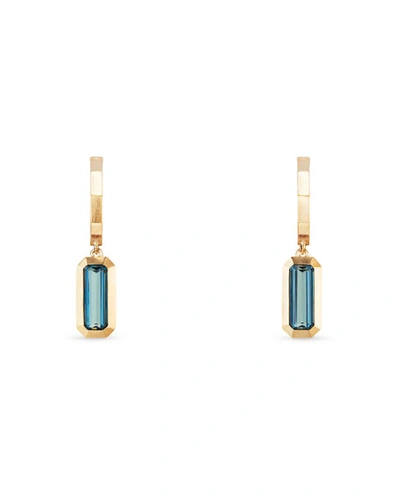 Shop David Yurman Novella 18k Hoop Drop Earrings W/ Blue Topaz