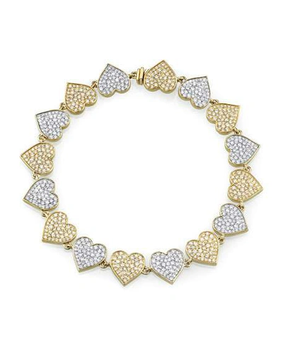 Shop Sydney Evan Two-tone 14k Gold Diamond Heart Eternity Bracelet, 6.5"