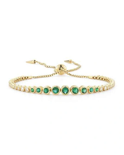 Shop Jemma Wynne Prive Luxe Emerald & Diamond Slider Bracelet In 18k Gold