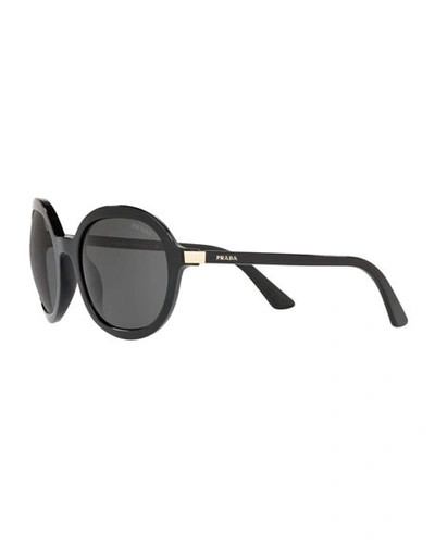 Shop Prada Oversized Round Acetate Sunglasses In Black