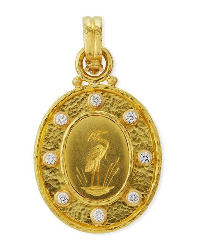 Shop Elizabeth Locke 19k Gold Crane Pendant With Diamonds
