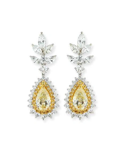 Shop Alexander Laut 18k White Gold Fancy Yellow & White Diamond Earrings