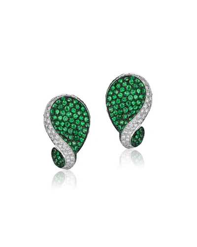 Shop Andreoli 18k White Gold Tsavorite & Diamond Earrings