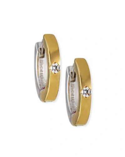 Shop Roberto Coin Two-tone 18k Diamond Reversible Huggie Hoop Earrings In White/yellow