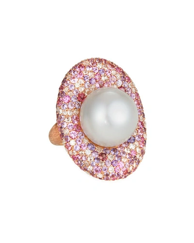 Shop Margot Mckinney Jewelry 18k Rose Gold & South Sea Pearl Cocktail Ring, 17.4mm