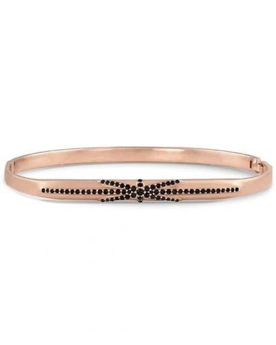 Shop Dominique Cohen 18k Rose Gold Northstar Black Diamond Hinged Huggie Bangle Bracelet