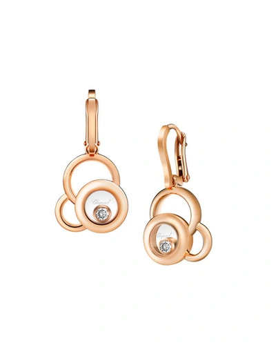 Shop Chopard Happy Diamonds 18k Rose Gold Superimposed Circle Drop Earrings