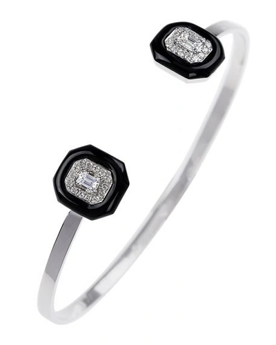 Shop Nikos Koulis 18k White Gold Diamond & Black Enamel Split Bracelet, 0.51tcw