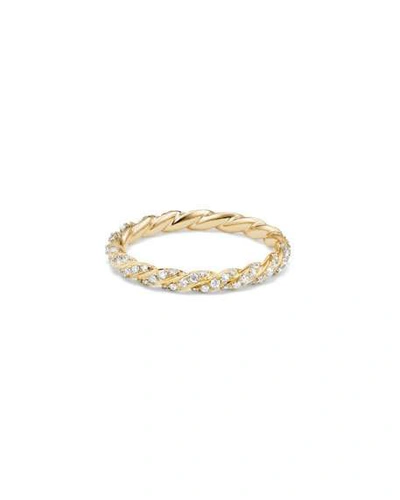 Shop David Yurman Paveflex 2.7mm Ring With Diamonds In 18k Gold